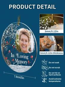 Ornement photo commémoratif personnalisé, ornement photo acrylique personnalisé, perte d'un être cher, maman papa, cadeaux de souvenir, cadeau de Noël, cadeau de souvenir, Je suis toujours avec toi - Il y a 8 types de texte à choisir