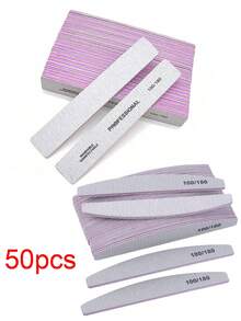 5Pcs/10Pcs Grey Nail Art File Half Moon Buffer Block Double Sided Manicure Files Sticks Nail Salon Tools