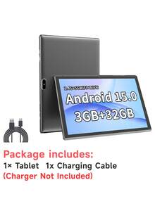 Coopers Android 15 Tablet, 10.1 Inch WIFI Tablet PC, 3GB RAM, 32GB ROM, Support 1TB Expandable, Quad-Core, 2.4G+5G WiFi, Dual Band WiFi6, HD IPS Screen, 2MP + 5MP Dual Camera, 1280 * 800 IPS HD Touch Screen,6000mAh Battery, Support Widevine L1(No Adapter) ﻿ - Grey - View 11