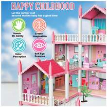 4/7/11/14 Rooms DIY Interactive Building Castle Dollhouse Set, Princess Castle Playhouse Toy, Suitable For Girls Pretend Play, Includes Furniture And Accessories, Gift Toy For Children 3-8 Years Old - Multicolor - View 5