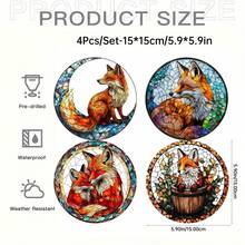 1 Piece, Red Fox Moon Catcher, Garden Light Catcher, Acrylic Painted Hanging Ornaments, Animal Theme Room Decoration, Party Decoration, Window Decoration, Birthday Gift, School, Office, Porch, Wall Art, Ideal Gift - Acrylic-round - View 20