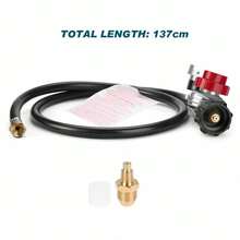 4ft High Pressure 0-30PSI Adjustable Propane Gas Regulator With Hose & PSI Gauge - Black - View 8
