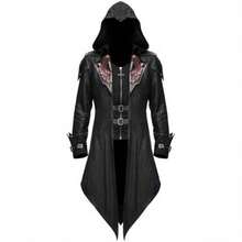 Men'S Medieval Gothic Jacket - Vintage Halloween Costume Coat With Hooded Cloak, Steampunk Renaissance Tailcoat For Cosplay, Renaissance Fairs, Themed Parties - Available In Black/Red/ - Historical Reenactment Attire, Goth Accessories, Cosplay Outfit, Intricate Detailing, Detailed Craftsmanship, Cosplay Enthusiasts, Highquality Fabric, Cosplay Fans - 紅色 - 查看 3