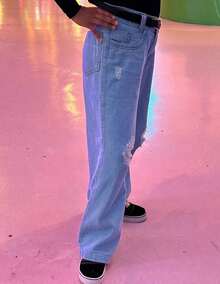 Kids Cargo Jeans Girls Blogger Fashion Wide Leg Pantalona Summer Winter - Jeans Without Pockets - View 5