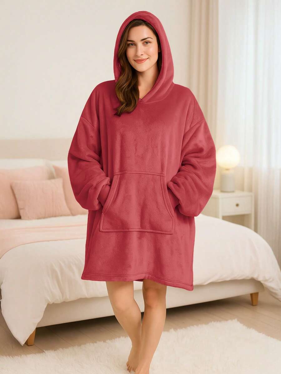 Maxi Sudadera Hoodie Cobija Unisex Suave Calientita Con Capucha - Rojo - Ver 1