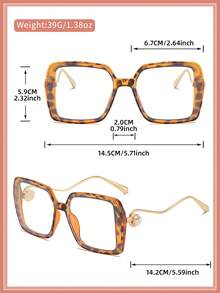 LALAMOLI LALAMOLI Oversized quadratische Nicht-Verschreibungsbrille mit gebogenen Bügeln und Perlendekor, geeignet für den täglichen Gebrauch und als Geschenk