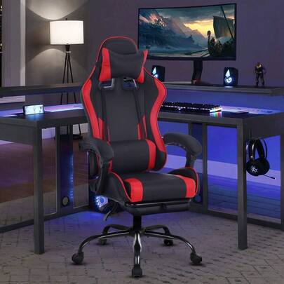 Ergonomic Racing Style Gaming Chair | Computer Desk Chair With Adjustable Lumbar Support | Breathable, Reclinable Design For Long Gaming/Work Hours