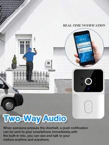 Table Lamp Smart Wireless Video Doorbell With Night Vision, 2-Way Audio & APP Control, Motion Detection, Easy To Install For Home Security