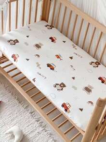 1 件柔软舒适的婴儿床笠，带有熊动物图案（39.37 * 23.62）英寸，（47.24 * 23.62）英寸，（51.96 * 28.34）英寸，爱情人节