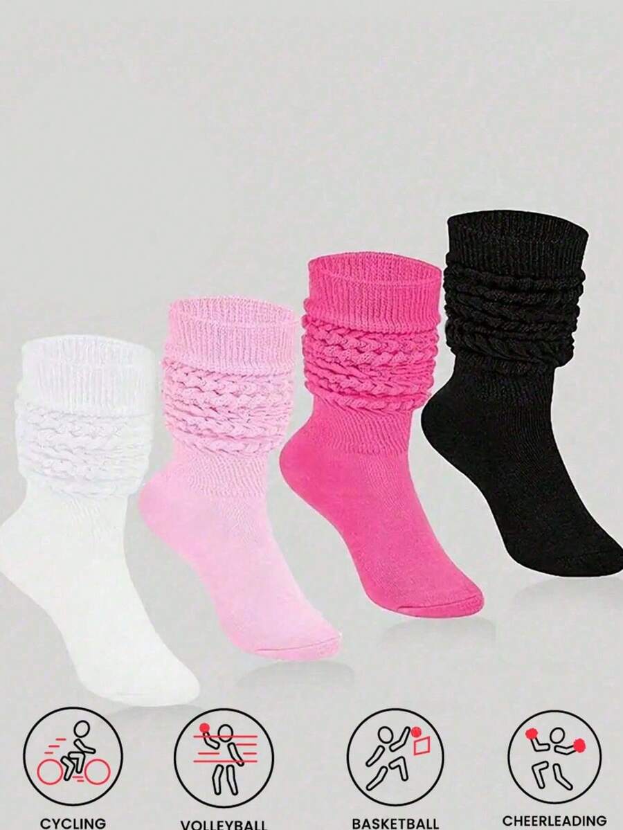 1/4 زوج جوارب كاجوال، جوارب متوسطة الطول ناعمة للجنسين، جوارب ضاغطة بلون واحد، جوارب دافئة وقابلة للتنفس للخريف/الشتاء، مناسبة كهدايا لعيد الهالوين والكريسماس