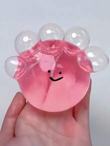 1pc Soft & Bouncy Transparent Smiling Face Squeeze Toy, Inflatable, Suitable For Classroom Rewards, Birthday Gifts, Office Stress Relief, Children's Day, Thanksgiving, Halloween And Christmas Gifts, Birthday Party Favors, Squeeze Stress Ball - Multicolor - View 4