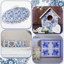 Crtiin 36 Pack 9 Styles Decoupage Napkins Assorted Floral Decorative Decoupage Napkins Chinoiserie Cocktail Paper For DIY Crafting Birthday Party Each Unfolded 13 Inch Blue And White Floral - Blue - View 4