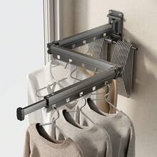 Tendedero Plegable para Ropa Capacidad de Carga 35KG,con 15 Agujeros,Ángulo Ajustable 360 ° ,Estante de Ropa Retractil para Ahorro de Espacio,para Lavandería,Balcón,Vestíbulo, Dormitorio - Gris - Ver 13