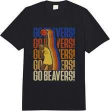 Teen Wolf Go Beavers Werewolf Basketball Retro Text Stack  Adult Heavyweight T-Shirt - Black - View 1