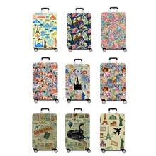Cubierta protectora de equipaje con estampado personalizado de matasellos, sello postal, sello de equipaje, nombre de ciudad, estilo de hito famoso, proceso de producción mejorado, proceso de fijación elástica general, tela elástica reforzada, lavable, muy adecuada para viajes de negocios, viajes, facturación de equipaje, apta para cajas de 20-28 pulgadas. Bolsa para accesorios escolares