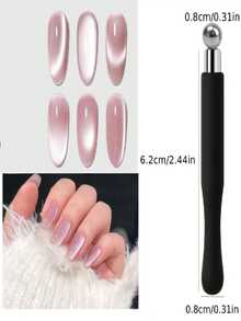 2 件新款美甲猫眼磁力圆柱迷你带保护套：强磁吸引力，易于设计美甲图案，美甲猫眼图案设计工具，3D 猫眼美甲效果，适合女士、美容院和家庭 DIY，无香味