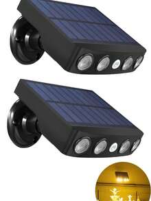 1 件装太阳能安全 4 个 LED 灯户外装饰传感器运动 3 种照明模式街道防水灯内置 18650 锂电池壁灯夜间工作灯适用于花园 - 彩色 - 查看 19