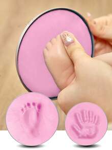 DIY婴儿护理手足印泥手印脚印指纹，7色软粘土泡沫用品儿童抗压力儿童玩具，婴儿手印脚印印模铸造亲子手印泥指纹，多色软粘土泡沫用品儿童抗压力儿童玩具，风干粘土 - 粉色 - 查看 6