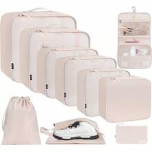 6/8/10 Set Packing Cubes For Travel Luggage Organizer - Cream - View 1