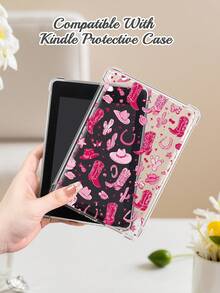 A Charming Pink E-Reader Cover With A Cowboy Theme, Featuring A Classic Design That Is Simple And Easy To Use. Compatible With Kobo Clara Color/BW 2024,Kobo Clara 2E,Kindle10/11 Gen,Kindle Paperwhite 12th Gen 2024, It Is Lightweight And Portable, Making It Ideal For Travel, Bedtime Reading, Or As A Romantic Gift.