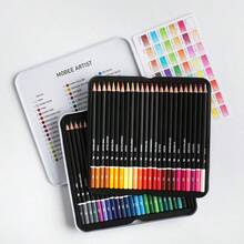 Mobee Nowość na rynku P-3510 Zestaw kredek ołówkowych na bazie oleju 120/72/48 kolorów Premium Miękki rdzeń Rozpuszczalne w wodzie kredki do ilustracji artystycznych Cieniowanie Projektowanie Pudełko blaszane na prezent Łatwe przenoszenie Dobra jakość wykonania