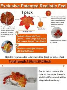 2 件/1 件 - 秋季灯感恩节秋季装饰，感恩节装饰枫叶南瓜灯，照明秋季花环 10LED 秋叶花环串灯插入式枫叶灯秋收万圣节装饰室内户外节日家居装饰