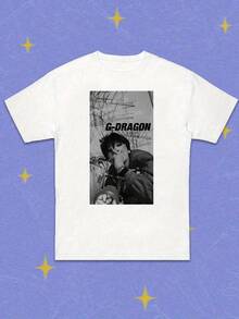 , , VNet Letter Printed T-Shirt, Round Neck, Short Sleeved, Casual Daily Wear, Women's Clothing, Knitted Fabric, Round Neck, 180 Grams/Square Meter - 白色 - 查看 1