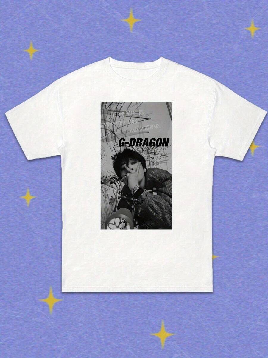 , , VNet Letter Printed T-Shirt, Round Neck, Short Sleeved, Casual Daily Wear, Women's Clothing, Knitted Fabric, Round Neck, 180 Grams/Square Meter - 白色 - 查看 1