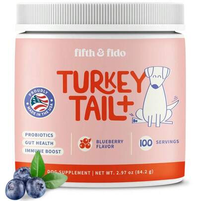 Turkey Tail Mushroom & Probiotics Dog Supplement – 100g Peanut Butter Flavor Powder For Immune Support, Gut Health & Natural Allergy Relief. Promotes Healthy Fat Metabolism & Overall Wellness. Non-GMO, Natural Ingredients, Easy To Mix With Food