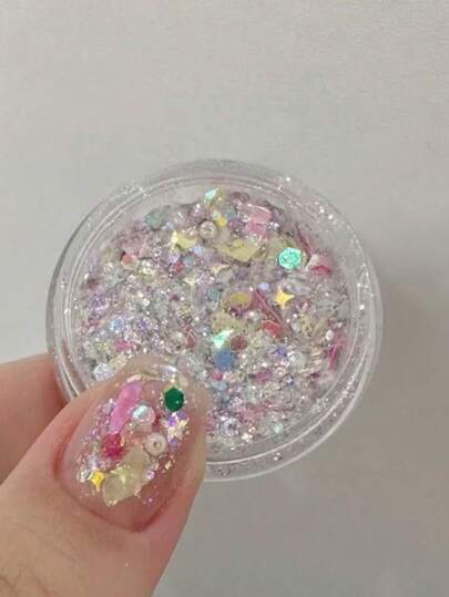 1盒美甲装饰品，闪粉，亮片，蝴蝶装饰，美甲配件，美甲闪粉装饰品