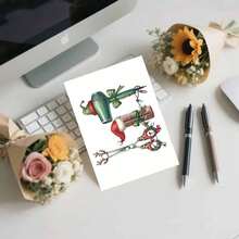 1pc Christmas Hairstylist Thank You Card - Holiday Greeting Card For Salon, Designed With Scissors, Comb And Hairdryer - Red And Green Christmas Theme - Includes Matching Envelope - Suitable For Hairstylists, Stylists, Customers - Christmas, New Year, Salon Appreciation Gift - Paper Card, Playful Illustration, Premium Cardstock, Stylist Expression