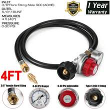 4ft High Pressure 0-30PSI Adjustable Propane Gas Regulator With Hose & PSI Gauge - Black - View 6