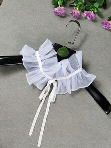 1pc Women's Multicolor Handmade Pleated Solid Color Bohemian Polyester Sweatshirt Hoodie, Fashion , Versatile For All Seasons With Detachable Collar