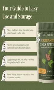 Era Of Nature Organic Unrefined Raw African Ivory White Shea Butter 8oz - Moisturizing Raw Shea Butter Bar For Skin &Amp; Hair, DIY Lip Balm Base, Cream, Soap &Amp; Lotion Making Supplies Kit, Skincare - 白色 - 查看 6