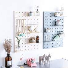 1pc/2pcs/4pcs Perforated Panel Wall Mounted Storage Rack, With Double-Sided Adhesive, Cute & Elegant Design, Suitable For Dorm, Simple Desktop Decor And Storage Organizer