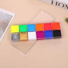 12 Colors Oil-Based Watercolor Paints, Face Paint, Fluorescent - Visible Under UV Light, Vibrant Colors, Suitable For Summer Parties, Carnivals, Halloween, Christmas, Easter, Stage Performances, Cosplay, World Cup Cheerleading Outfits - JHP022 - View 8