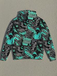 3D Digital Print Plus Size Pullover Sweatshirt For Men, All-Over Print Style, Long Sleeve Sweatshirt For Autumn/Winter - Green - View 2
