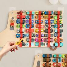 Kids Racing Car Organizer - Large Capacity Hanging Storage With Beige Racing Strip Background, Fabric Toy Garage For Boys Girls Room, Space-Saving Vertical Wall Decoration - No Assembly Needed (Under 3.2 Cu Ft), Race Car Accessories, Playful Decor Item, Easy Installation - Multicolor - View 3