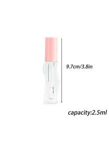 1pc 2.5ml Small Capacity Transparent Wavy Asymmetrical Shaped Lip Gloss Tube, Pink Asymmetric Lip Tint Bottle, Cosmetic Lip Mud Sample Packaging Tube, Wavy Transparent Wand Lip Oil Bottle, Small Capacity Plastic Lip Gloss Bottle, Cosmetic Empty Tube Packaging
