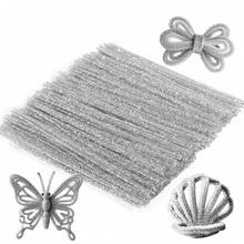 200 miếng làm sạch tẩu kim tuyến vàng và bạc, thân cây nhung dày mềm mại, đồ thủ công làm từ ống làm sạch cho nghệ thuật và thủ công, hoàn hảo để làm động vật, hoa và đồ trang trí lễ hội - Vàng và bạc - Xem 10