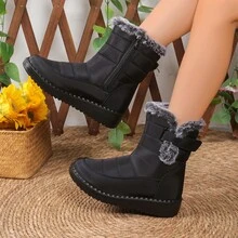 Botas de Nieve de Invierno Nuevas y Gruesas de Forro Polar para el Noreste, Zapatos de Algodón Cálidos y Resistentes al Frío - Negro - Ver 3