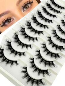 10 对自然假睫毛，透明带，纤细蓬松柔软仿貂皮睫毛，可延长睫毛 - 尖尾漫畫款 - 查看 1