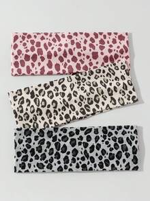 3 件套时尚女士豹纹柔软防滑头带，弹性瑜伽运动发饰，多功能日常佩戴，适合多种场合秋季女士头巾秋季吸汗带发带冬季发带度假装女士优雅围巾 - 彩色 - 查看 3