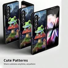 Floral, Animals And Galaxy Pattern Foldable Phone Case Compatible With Sam Galaxy Z Flip 3 4 5 6 7 Folding Case Design For Moto Razr 40 50 60 Ultra Cute Phone Case For Girl And Women - 青蛙蘑菇 - 查看 2