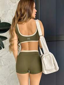 Women's Fitness Set: Top And Shorts With Contrasting Cutouts - Nhiều màu - Xem 6