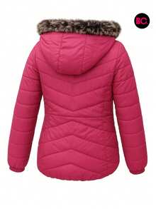 Big City Basic Girl's Quilted Jacket Plush Interior Casual Fashion With Hood - 紫色 - 查看 4