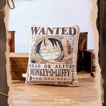 Miniso One Piece Classic Series - 16 - Inch Luffy Throw Pillow - Made Of Soft And Skin - Friendly Fabric, With Realistic Wanted Poster Pattern, Super Comfortable Cushion For Watching TV On The Sofa (1 PC)