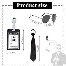 Wedding Security Agent Costume Accessories Set, Secret Security Service Kit With Tie, Glasses, Earpiece, Suitable For Women And Men Roleplay Party Games