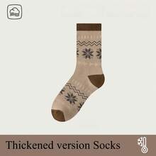 1/2/3/5双女士秋冬保暖袜。雪花图案袜子。厚袜子圣诞袜 - 彩色 - 查看 25