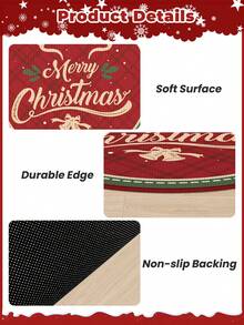 1pc Christmas Round Carpet, Made Of Crystal Velvet, Suitable For Living Room, Bedroom And Other Occasions, Soft And Easy To Clean, Anti-Slip, Multipurpose, Can Be Used For Home Decor, Room Decor, Floor Laying, Machine Washable. - Red - View 7